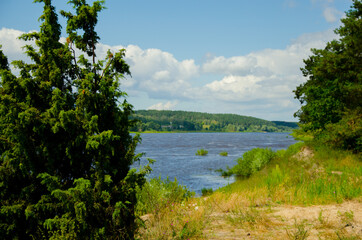 Fototapeta premium nature protection. River flows. Protect the environment. ecology