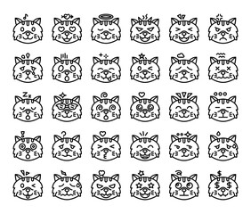 cat emoji outline vector icons