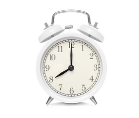 White alarm clock isolated on white background