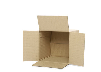Cardboard open box isolated on white background
