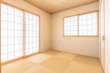 Empty Japanese-style bedroom in new Japanese house