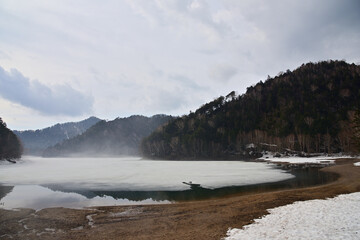 Iced lake in Japan, Yunoko lake