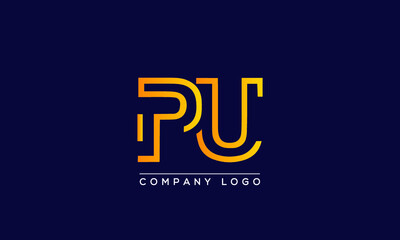 Fototapeta na wymiar Creative letters PU or UP Logo Design Vector Template. Initial Letters PU Logo Design 
