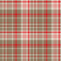 Seamless pattern in simple cozy beige and bright red colors for plaid, fabric, textile, clothes, tablecloth and other things. Vector image.