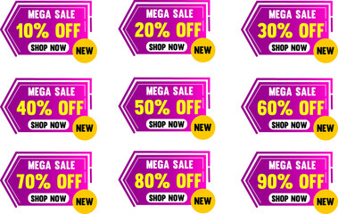 mega sale Banners, Labels And Stickers. Vector Illustration.Discount banner design. 