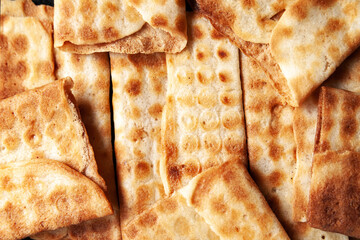 Top view group cookies background. Freshly baked cookies.