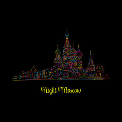 Obraz premium Night Moscow, Red Square, sketch for your design