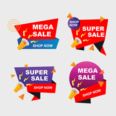 Sale banner template, mega sale. - Vector.