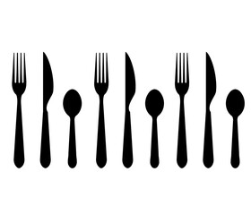 fork spoon knife illustration on white background 