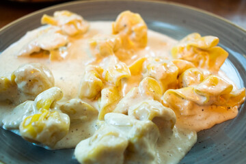 creamy pasta on a plate