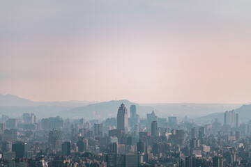 Skyline of taipei city in downtown Taipei, Taiwan.