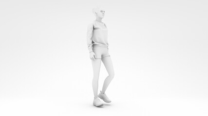 Women walking in white design background