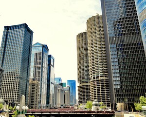 Chicago Wacker Drive along the river