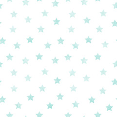 Fototapeta na wymiar Vector seamless pattern of mint watercolor stars on a white background