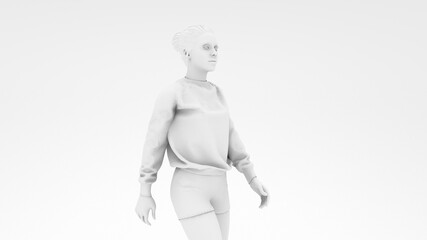 Women walking in white design background