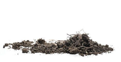  Dirt pile isolated on white background, with clipping path