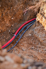 Construction Work With Red and blue Cables