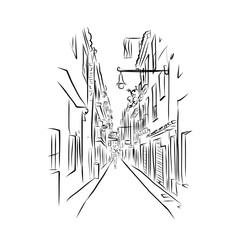 Sketch of old street for your design