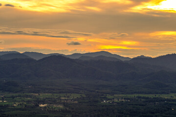 Natural background, high angle from the high mountains that can see the scenery around, the wind blows through the cool, blurred of traveling, the integrity of the moist forest.