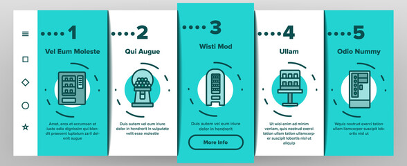 Vanilla Flower Spice Onboarding Mobile App Page Screen Vector. Vanilla Stick Spicy Ingredient For Ice Cream And Coffee, Donut And Drink, Bottle And Bag Illustrations