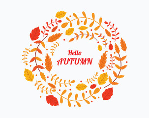 Autumn Fall Season Frame  with leaves foliage graphic element, Vector