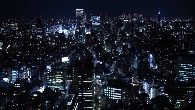 東京夜景　渋谷と新宿高層ビル群を望む　2020年
