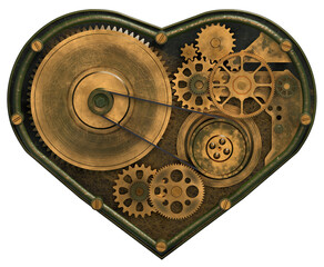 Mechanism in the shape of heart isolated on white background. 3d illustration