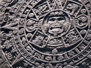 Fototapeta na wymiar ancient aztec sun stone 