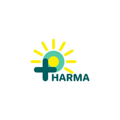 P logo, P with plus and sun logo. Medical logo