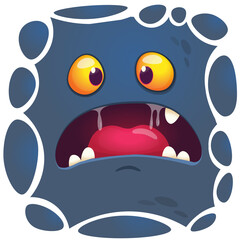 Angry cartoon monster face. Vector Halloween monster square avatar. Isolated