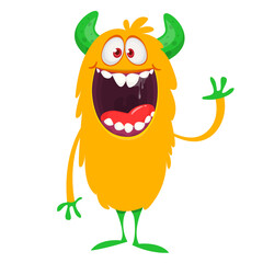 Happy cartoon monster. Halloween vector illustration isolated