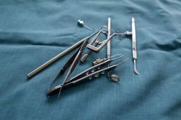 basra/iraq - 07/25/2020: photo of several instruments for lasik