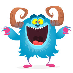 Happy cartoon monster. Halloween vector illustration isolated