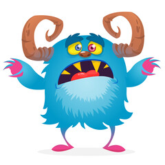 Happy cartoon monster. Halloween vector illustration isolated