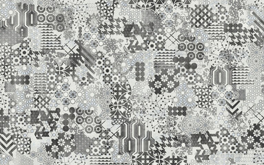black and white abstract tile mosaic background