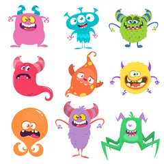 Fotobehang Funny cartoon creatures. Set of cartoon vector monsters. Halloween design illustration © drawkman