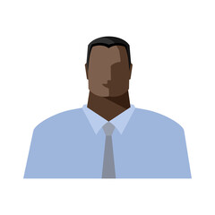 Young man in shirt and tie, flat color image portrait, icon, male avatar. Vector isolated illustration