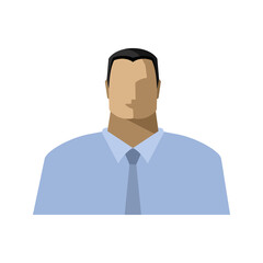 Young man in shirt and tie, flat color image portrait, icon, male avatar. Vector isolated illustration