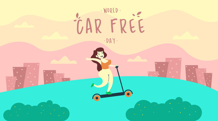World car free day illustration vector. World car free day banner vector