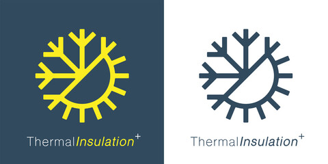 Fototapeta na wymiar Thermal insulation icon. Temperature symbol. Sun snowflake sign. Weather insulate emblem. Vector illustration.