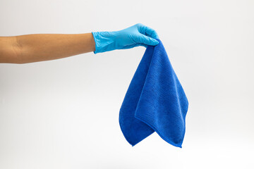 rubber gloves to clean, pick up clothes rags, house cleaning concepts