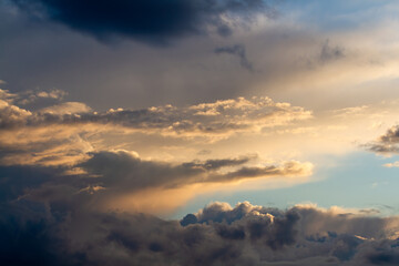 Sunset sky. Clouds. Beautiful natural background.