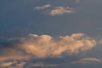 Fototapeta na wymiar Sky, cumulus clouds close up. Natural background.