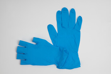 blue rubber glove isolated on white background