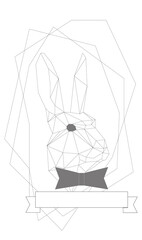 simple polygone vector art of easter rabbit 