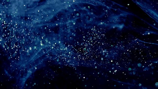 Under deep sea water moving particular cloud dust with fractal particle abstract background 4K