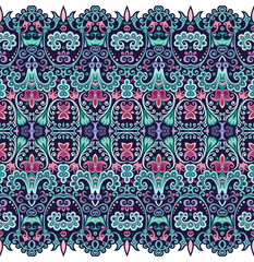 Abstract ethnic nature tile stripe seamless border