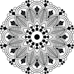 Circular mandala isolated for henna or tattoo. mandala for coloring book . mandala Islamic style . decorative mandala Design 