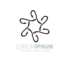 a circle formed of fish hook logo sign 