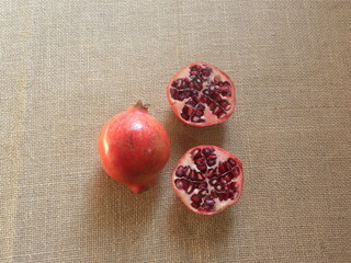 Red color ripe Pomegranate fruits or Punica granatum
